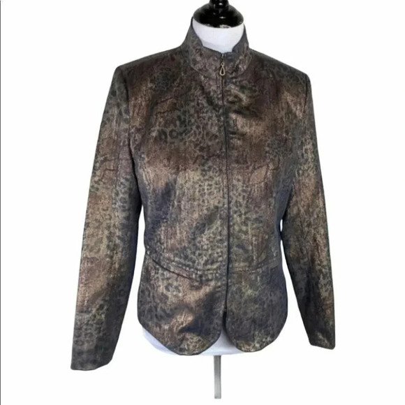 Erin London S Metallic animal print blazer - Picture 2 of 9